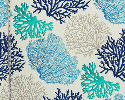 Blue Coral Fabric Aqua Ocean