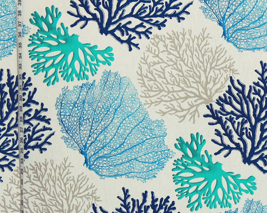 Blue Coral Fabric Aqua Ocean