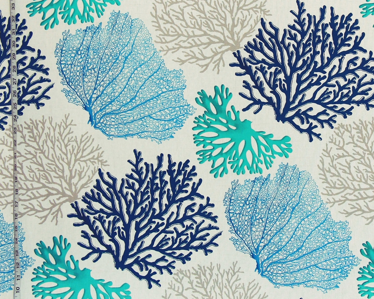 Blue Coral Fabric Aqua Ocean