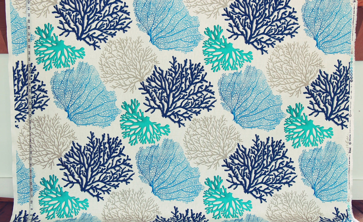 Blue Coral Fabric Aqua Ocean