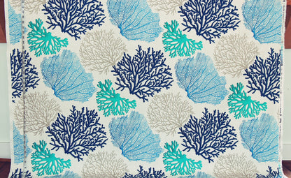 Blue Coral Fabric Aqua Ocean
