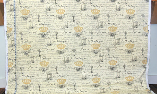 Paris France document print medieval French writing crown stamps