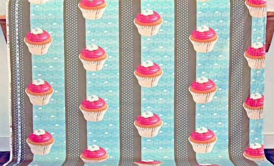 Cupcake Fabric Polka Dot Stripe