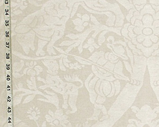 Spanish bull hunt fabric matador beige damask upholstery silver 8 2/3 yd piece