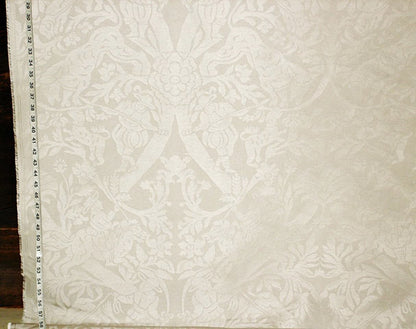 Spanish bull hunt fabric matador beige damask upholstery silver 8 2/3 yd piece