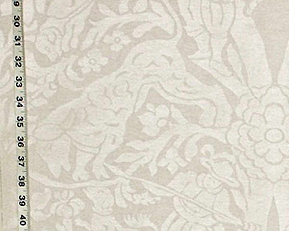 Medieval Bull Hunt Fabric Spanish Beige Damask Upholstery Silver