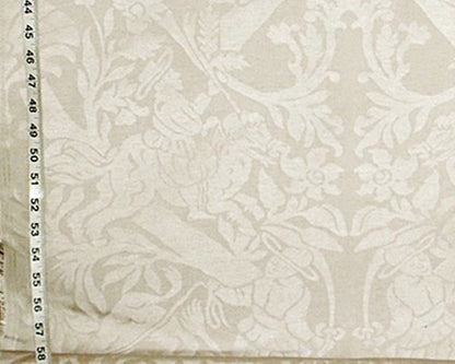 Spanish bull hunt fabric matador beige damask upholstery silver 8 2/3 yd piece