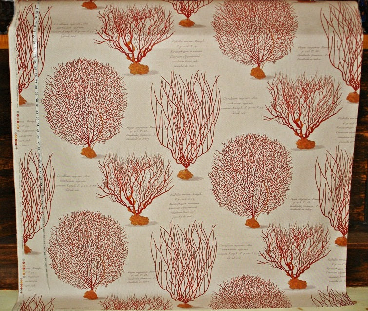 Red Coral Fabric Sea Fan Ocean Botanical