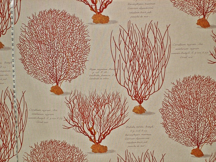 Red Coral Fabric Sea Fan Ocean Botanical