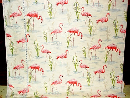 Flamingo Fabric Retro Tropical Pink Toile