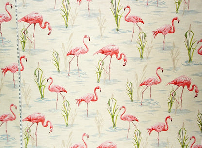 Flamingo Fabric Retro Tropical Pink Toile