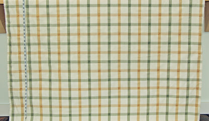 Sage green gold windowpane plaid fabric Wheat
