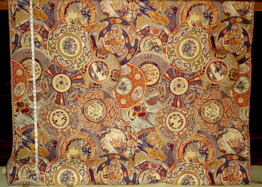 Oriental fabric vintage Imari china porcelain upholstery