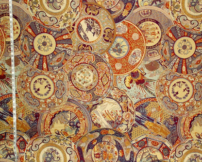 Oriental fabric vintage Imari china porcelain upholstery