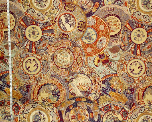 Oriental fabric vintage Imari china porcelain upholstery