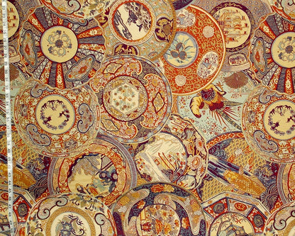 Oriental fabric vintage Imari china porcelain upholstery