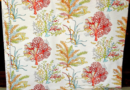 Red Coral Fabric Ocean Reef Turtle