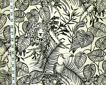 Toucan leopard jungle toile fabric
