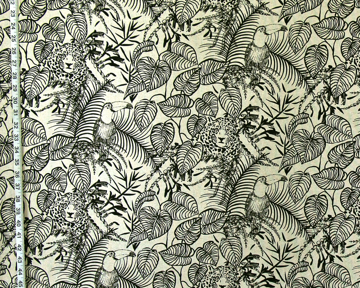 Toucan leopard jungle toile fabric