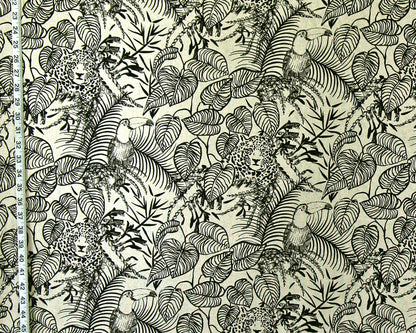 Toucan leopard jungle toile fabric