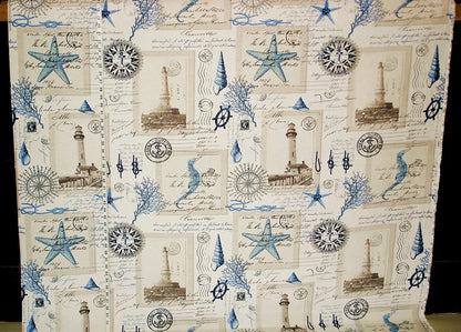 Nautical lighthouse fabric vintage postcard