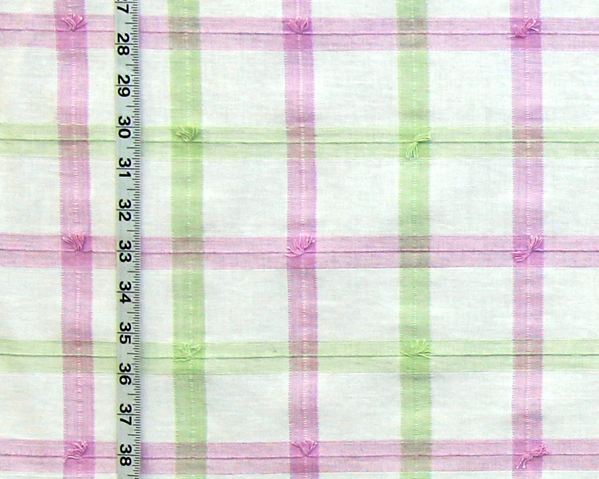 Pastel purple green windowpane plaid fabric Pale Lilac