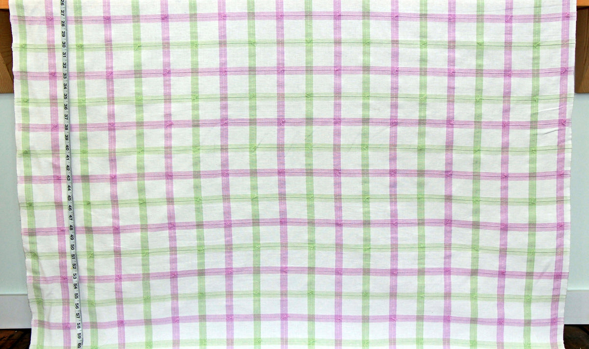 Pastel purple green windowpane plaid fabric Pale Lilac