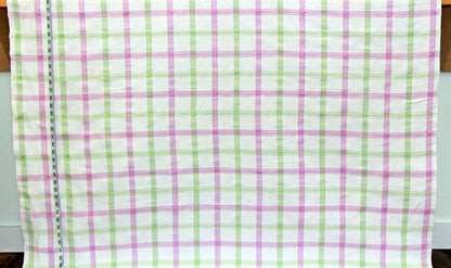 Pastel purple green windowpane plaid fabric Pale Lilac