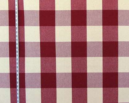 4" large brown red Buffalo check fabric- Berry