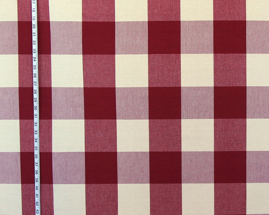 4" large brown red Buffalo check fabric- Berry