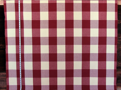 4" large brown red Buffalo check fabric- Berry