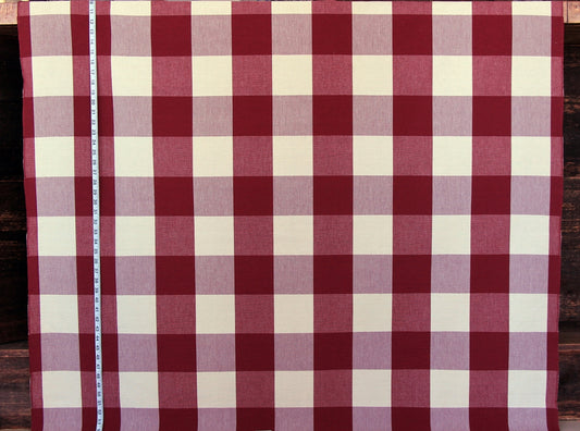 4" large brown red Buffalo check fabric- Berry