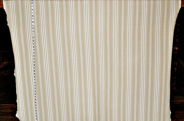 Tan Ticking Stripe Fabric Matelasse Upholstery