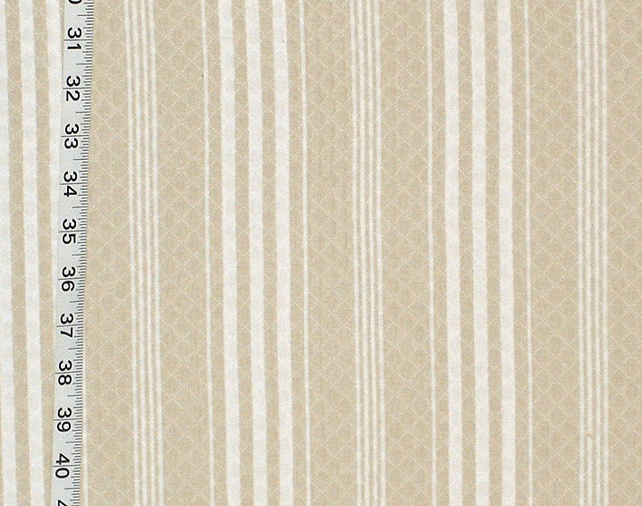 Tan Ticking Stripe Fabric Matelasse Upholstery