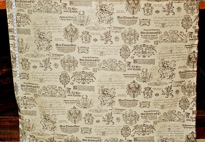 Medieval Fabric Vintage Heraldic Shields Griffins Eagles