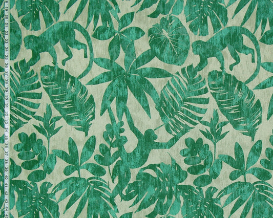 Aqua green monkey fabric silhouette jungle