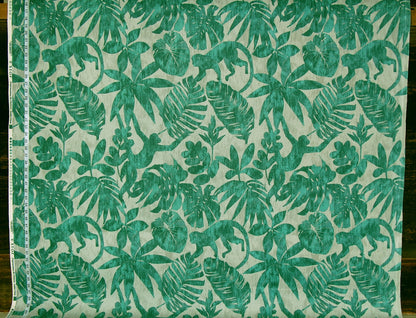 Aqua green monkey fabric silhouette jungle