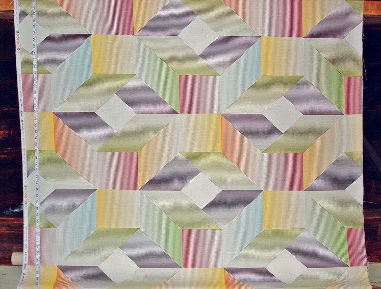 Opt Art Fabric Mid Century Geometric Optical Illusion