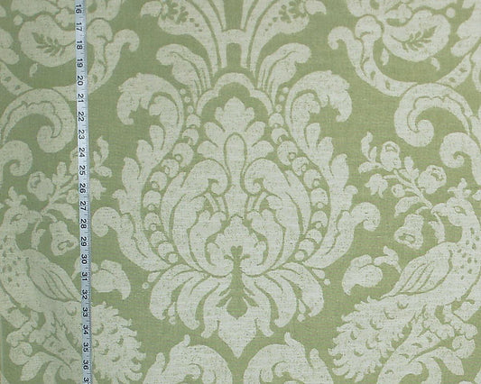 Peacock Fabric Green Damask Upholstery