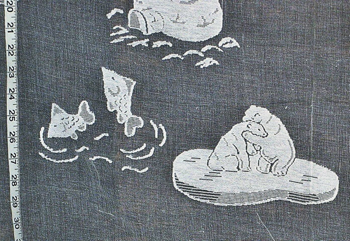 White Lace Polar Bear Curtain Fabric