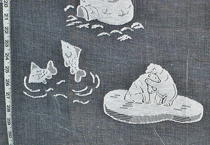 White Lace Polar Bear Curtain Fabric