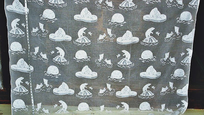 White Lace Polar Bear Curtain Fabric