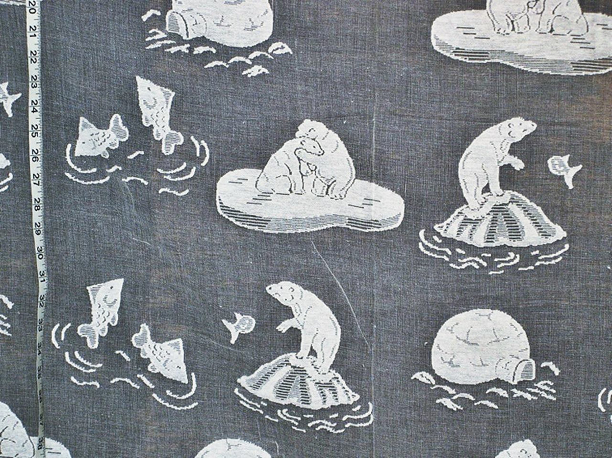 White Lace Polar Bear Curtain Fabric