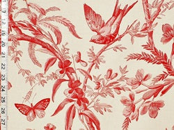 Red Bird Fabric P.Kaufmann Aviary Toile Madder