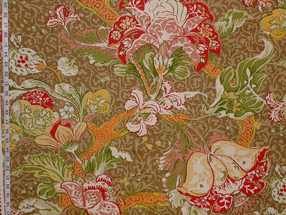 Retro brown Indienne fabric linen Schumacher floral