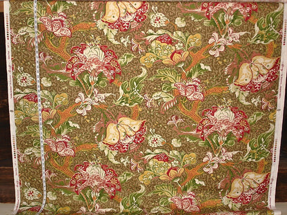 Retro brown Indienne fabric linen Schumacher floral
