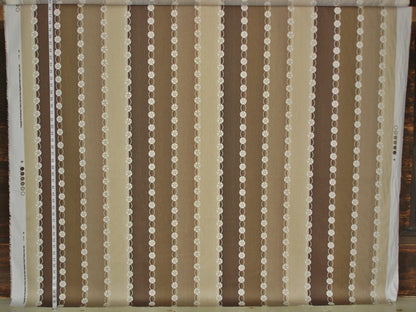 Brown Beach Stripe Fabric, Seashells & Sand Dollars