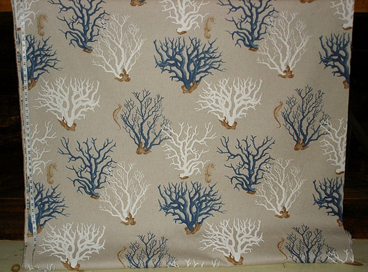 Blue Coral Seahorse Fabric