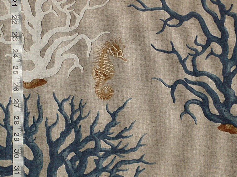 Blue Coral Seahorse Fabric