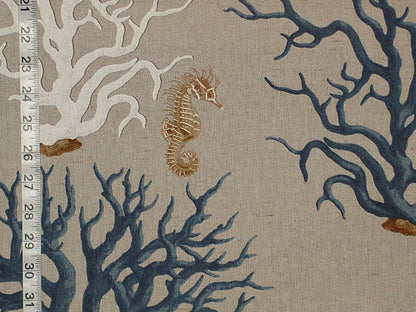 Blue Coral Seahorse Fabric